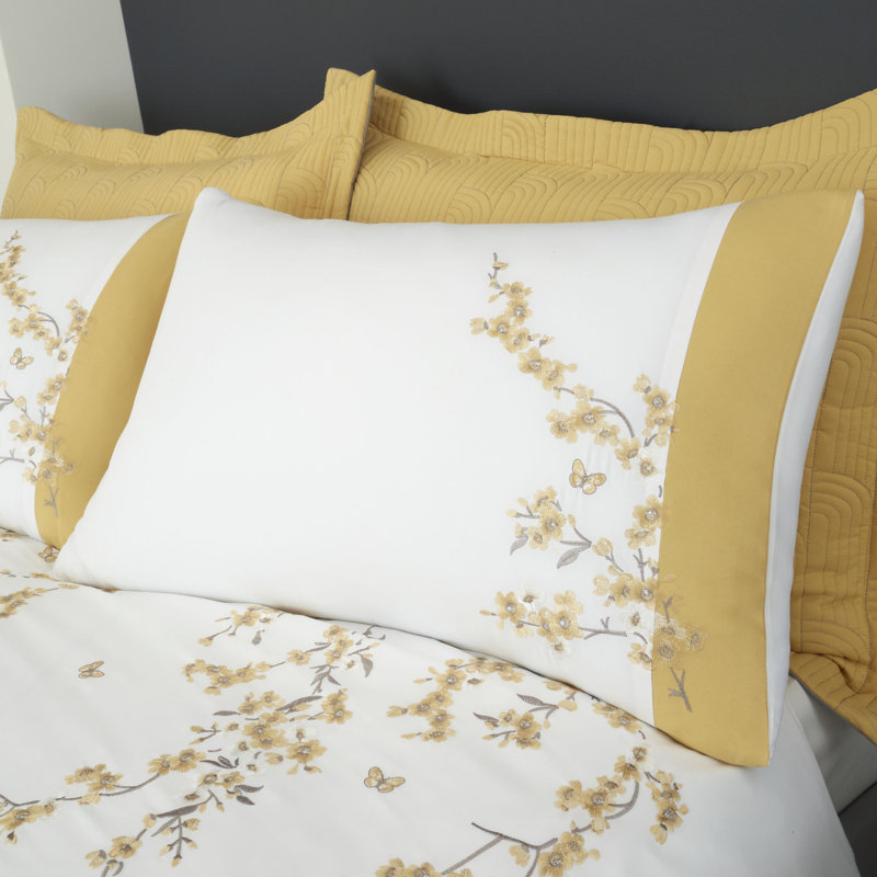 Catherine Lansfield Embroidered Blossom Duvet Cover Set & Reviews